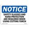Signmission OSHA, Glasses & Hand Protection Are Required, 24in X 18in Plastic, 24" W, 18" H, Landscap OS-NS-P-1824-L-18153 - alternate 1